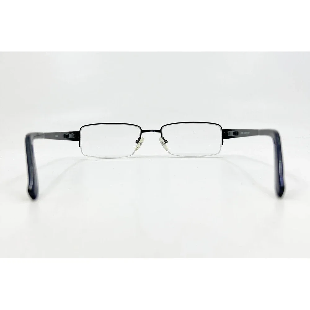 Legacy Eyeglasses Mens Black Rectangular Semi-Rimless MR1001 BK 54-18-140